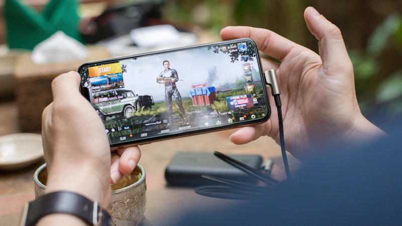 Person playing a mobile game on a smartphone