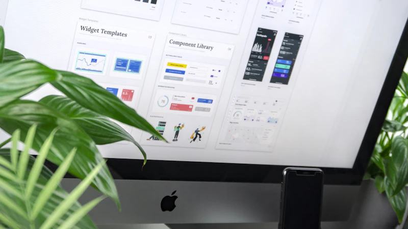 Monitor displaying a design system interface