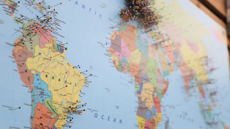 World map with location pins