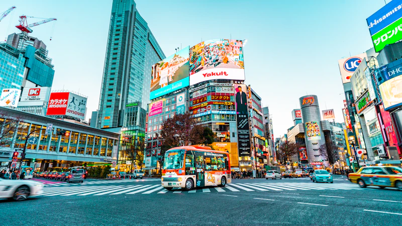 Busy pedestrian crossing in Tokyo