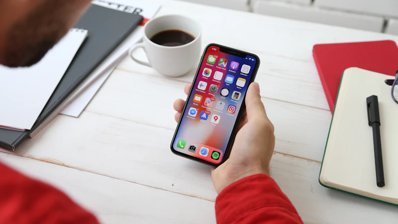 Person holding a space gray iPhone