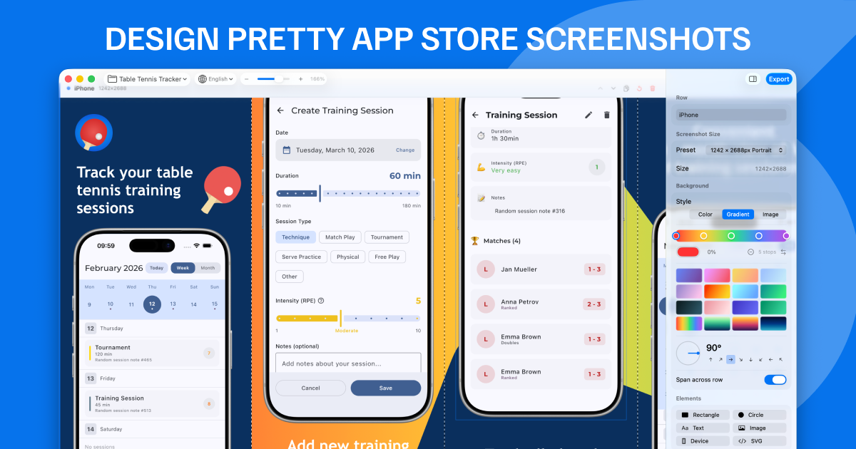 Screenshot Bro app preview with App Store screenshot designs on a dark background